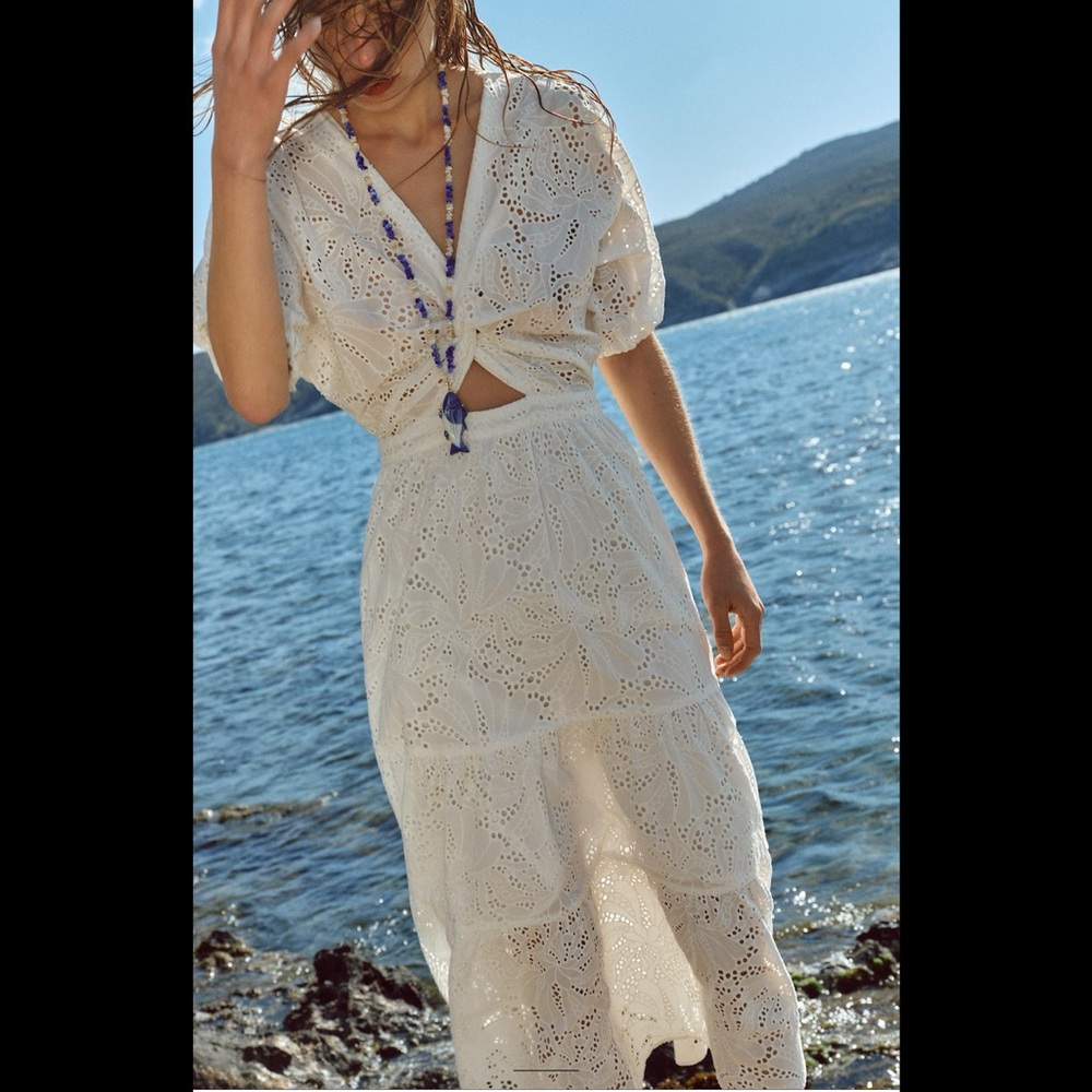 NWT ZARA Gorgeous Knotted Embroidered Dress